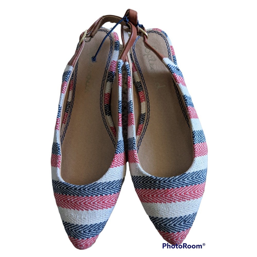 SPLENDID Saryn Slingback Striped Pointed-Toe Flats Women's Size 6.5M